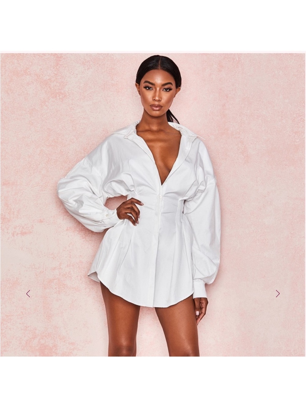 House Of CB London Maddalena White Mini Shirt Dress NWOT